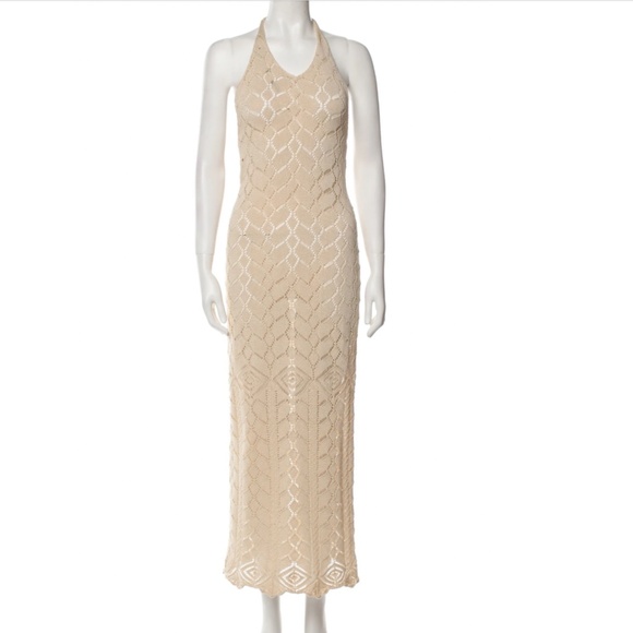 Savannah Morrow Beige Maxi Knit Halter Dress NEW - Picture 9 of 10